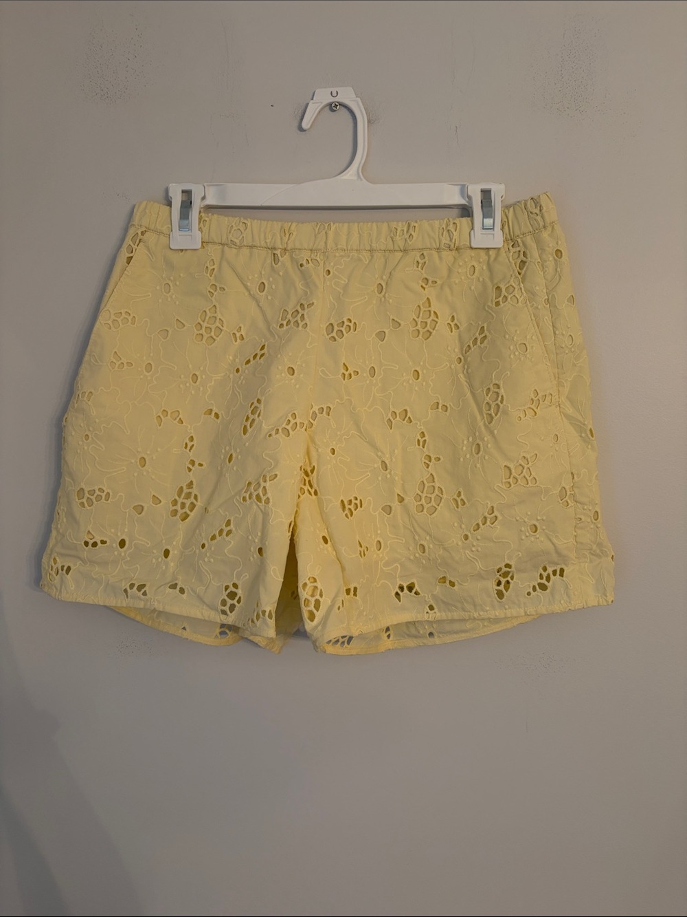 Everlane Butter Yellow High Waisted Eyelet Short Size Small NWT
